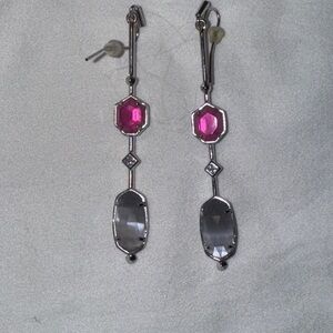 Kendra Scott Silver and Pink Geometric Earrings